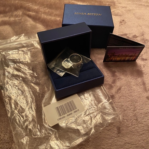 SONIA BITTON NEW YORK SKYLINE RING 14K W/3 DIAMONDS WHITE GOLD WIDE BAND SIZE 7 - Picture 6 of 11